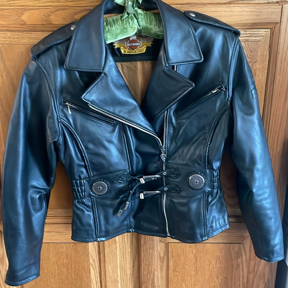 HARLEY-DAVIDSON ladies black leather jacket Medium